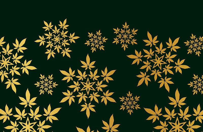 Snowflakes made out of cannabis leaves