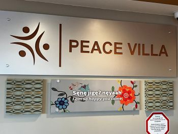 Indigenous signage in the Fort St. John hospital and Peace Villa.