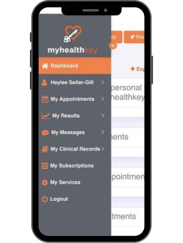 Screenshot of account in myhealthkey.