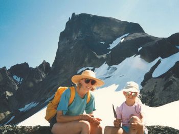 Sarah and her Mom Heather at the top of Black Tusk, almost 40 years ago. 
