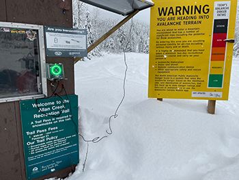 Warning sign with avalanche information