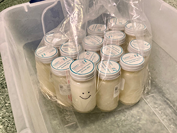 Bag of human milk donations