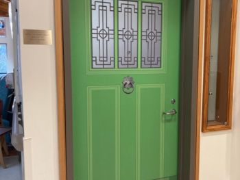Personalized green bedroom door wrap 