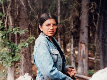 A young Lena Hjorth on horseback