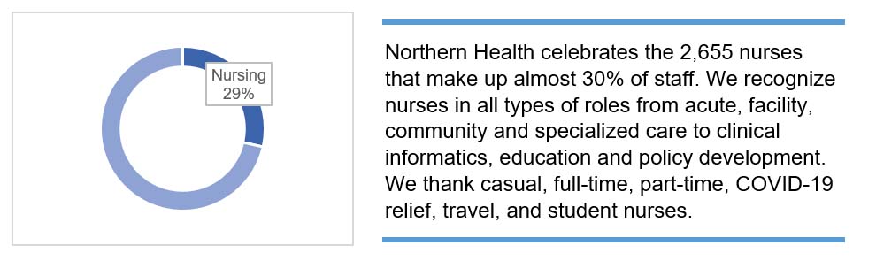 a circle graph showing the nurses make up 30% of all NH staff