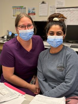 Kelsee Pineault, LPN, and Loveleen Steel, RN, at the Rehab Unit at UHNBC