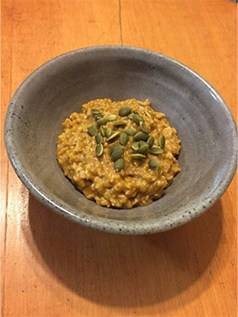 Bowl of pumpkin oatmeal.