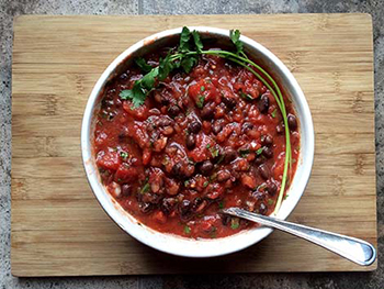 A bowl of black bean salsa