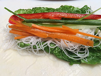 Salad roll ingredients ready to wrap