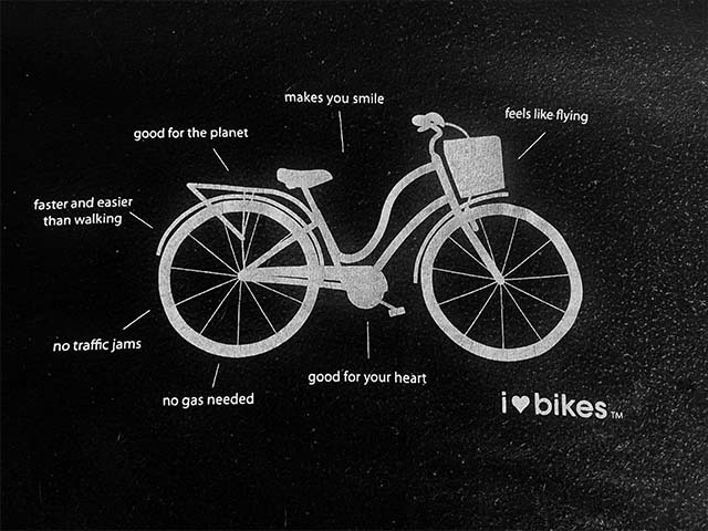 a graphic of a bike on a black tshirt