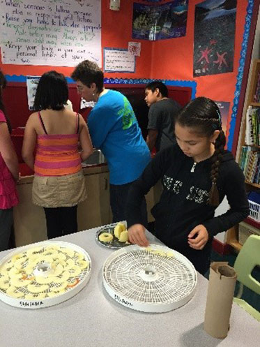 Students and teacher working with food dehydrator.