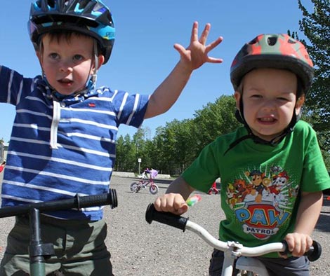 Young kids on bikes