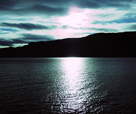 Sun going down over lake in Kitimat