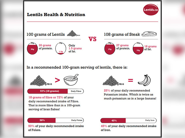 Lentils health and nutrition infographic