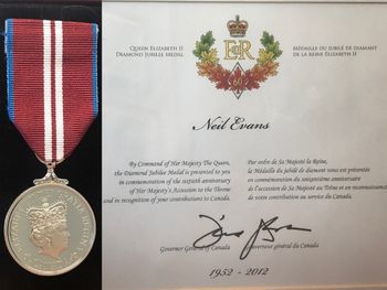 Neil Evans diamond jubilee medal