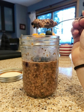 A jar of overnight oats.