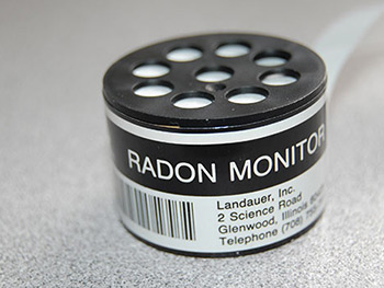 Radon test kit on counter