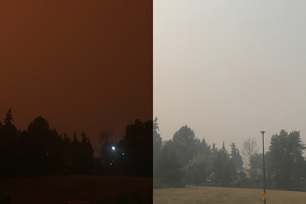 Smoky sky comparison photos.