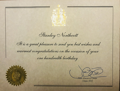 Message from the Canadian Prime Minister certificate