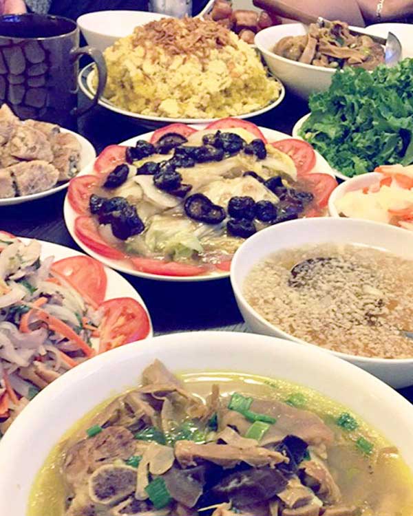 Variety of bowls full of delicious looking Vietnamese food