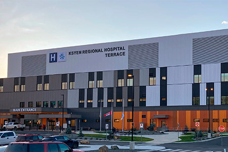 View of the outside of the new Ksyen Regional Hospital in Terrace