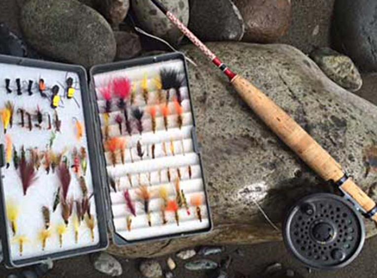 Fly rod and tied flies