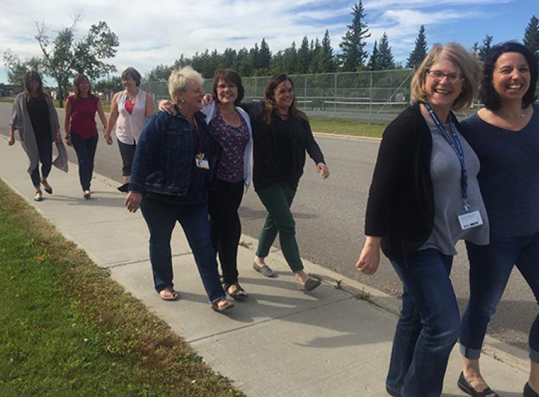 Health Unit workers out for a walk together.