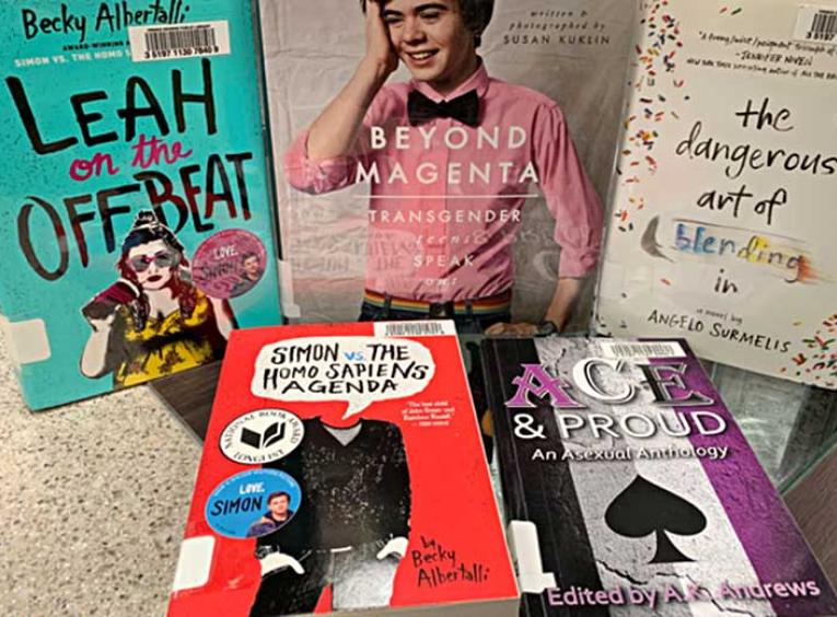 A selection of books with LGBTQ2 related themes.