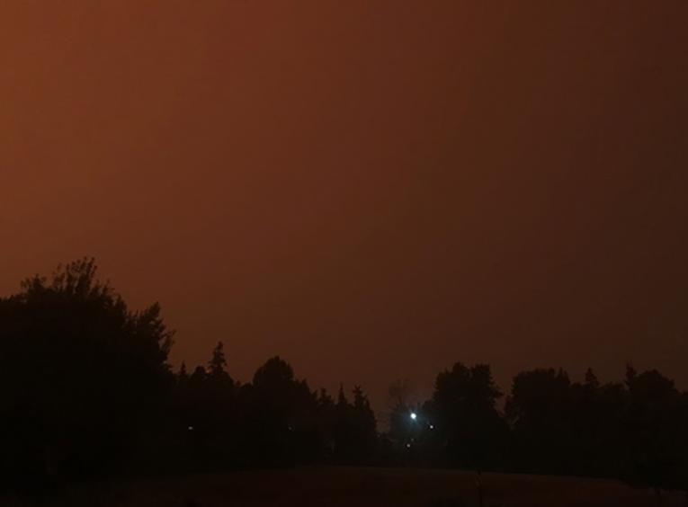 Smoky sky landscape.