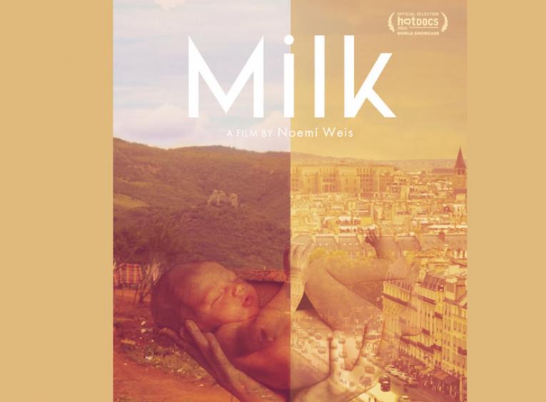 Poster with the words Milk, a film by Noemi Weis.