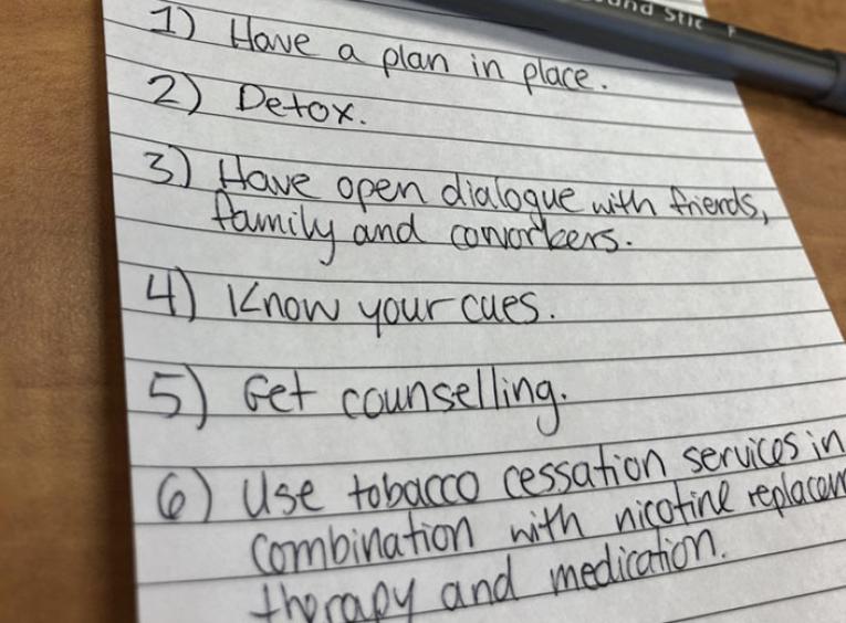A list of things to do to help a person quit smoking is pictured.