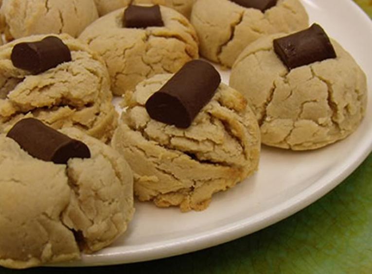 Cookies with chocolate chips on a plate.