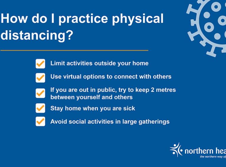 A graphic describes to to practise physical distancing.