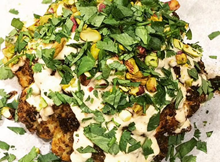 Roasted cauliflower sprinkled with cilantro