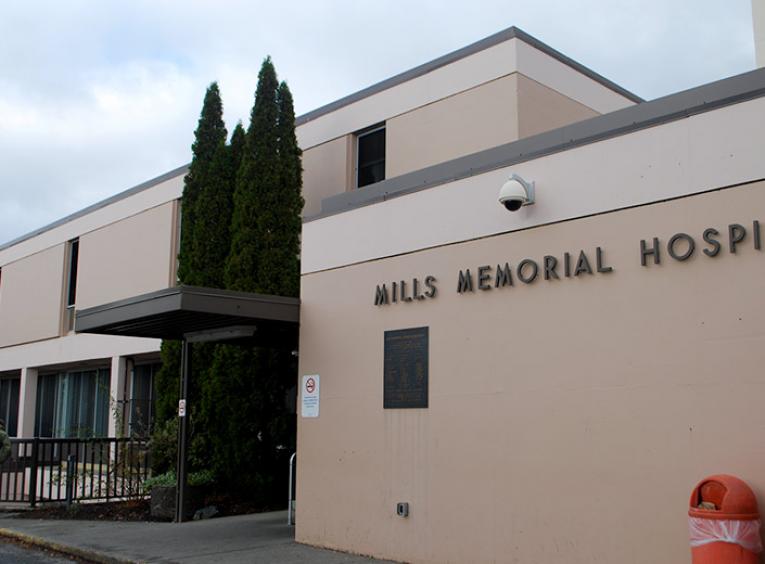 The outside of Mills Memorial Hospital.