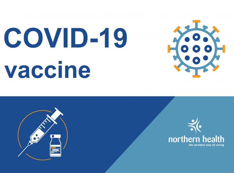 COVID-19 vaccine with needle and coronavirus particle