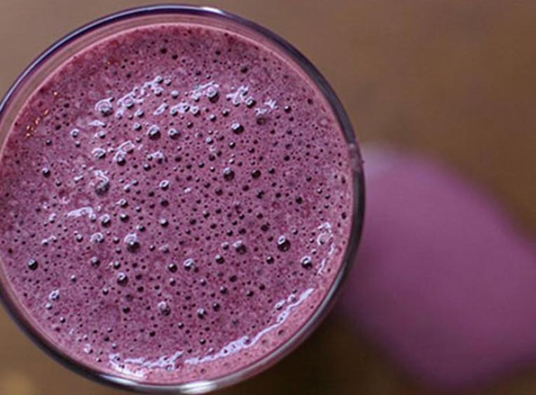 Cherry smoothie in a glass