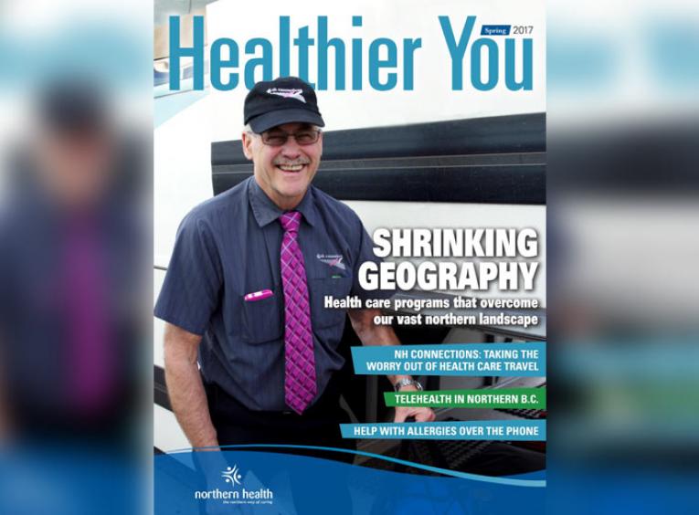 Magazine cover with a man wearing a ball cap and purple tie. 