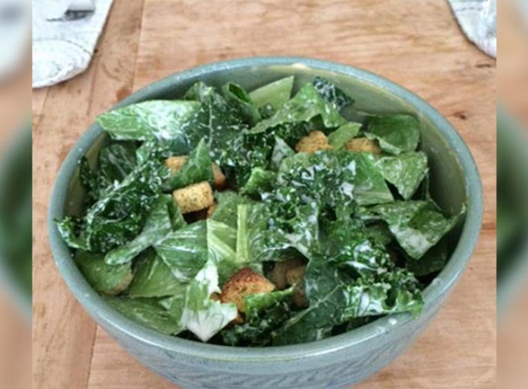 Caesar salad in a bowl.