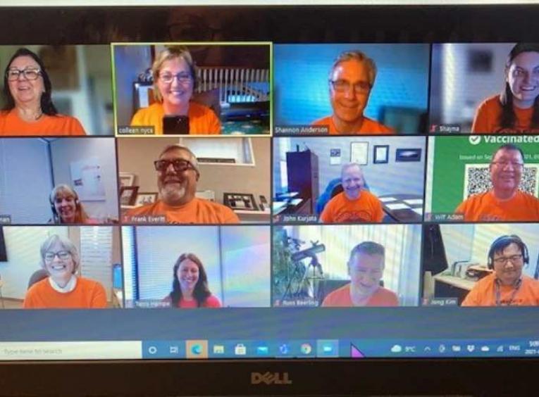 image of northern health board members wearing orange shirts on a zoom call