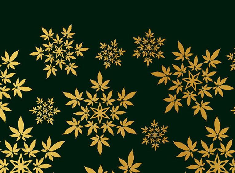 Snowflakes made out of cannabis leaves