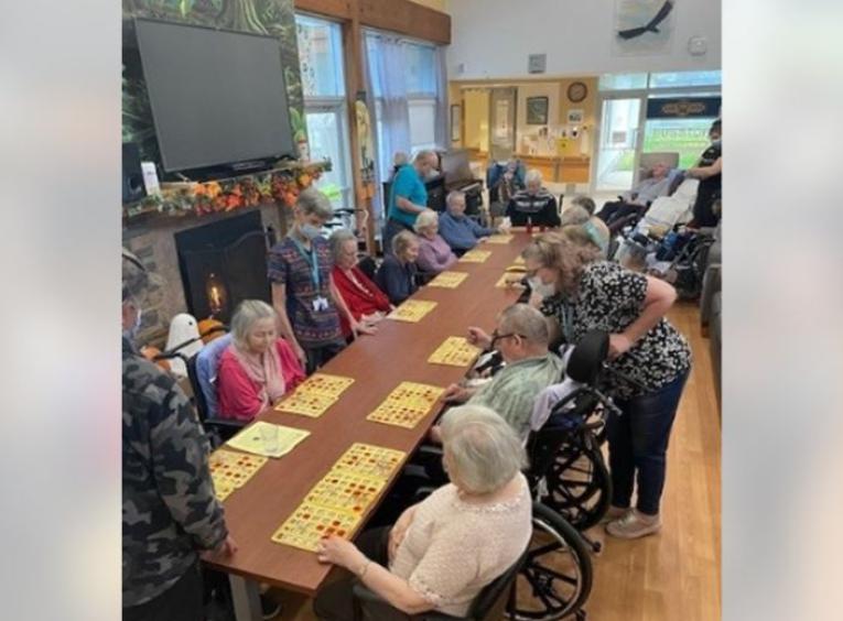 Residents playing bingo at Mountainview Lodge