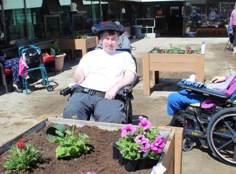 Jeffery Menton participated in the adaptive clothing program at Jubilee Lodge. 