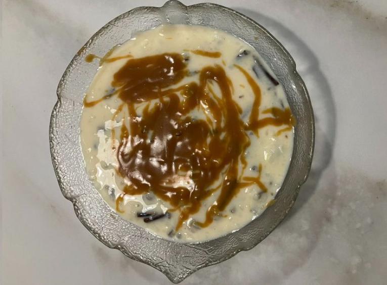 Rice pudding in a bowl