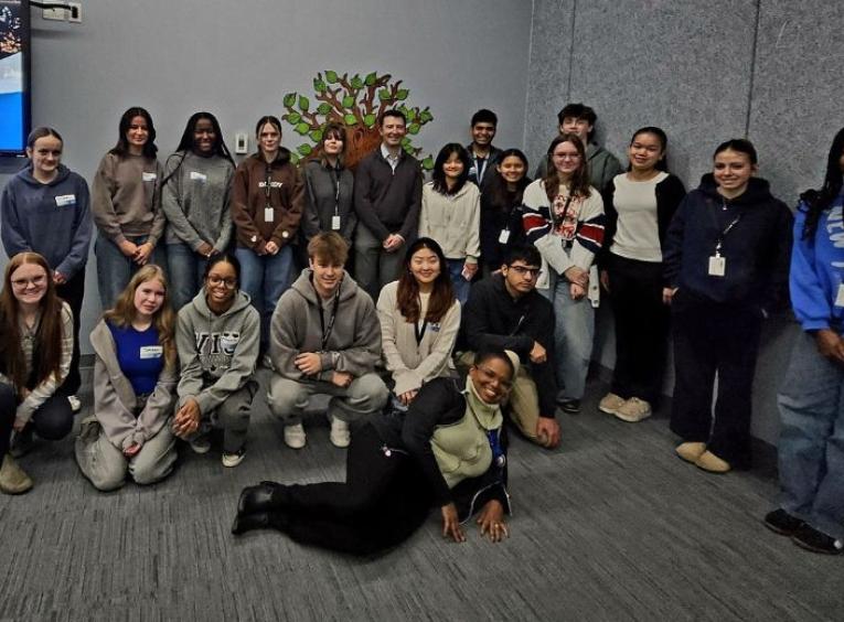 The SEED program cohort students posing with Northern Health President & CEO Ciro Panessa. 
