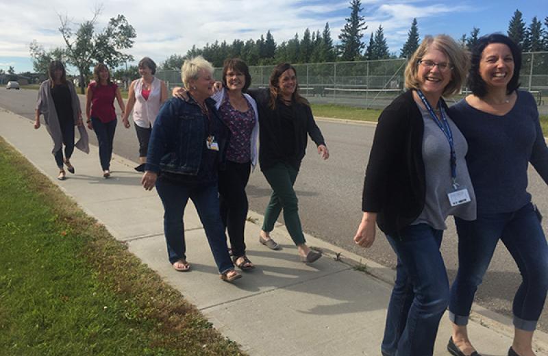 Health Unit workers out for a walk together.