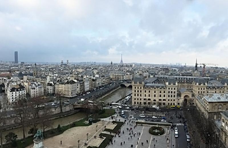 View of city of Paris from Notre-Dame.