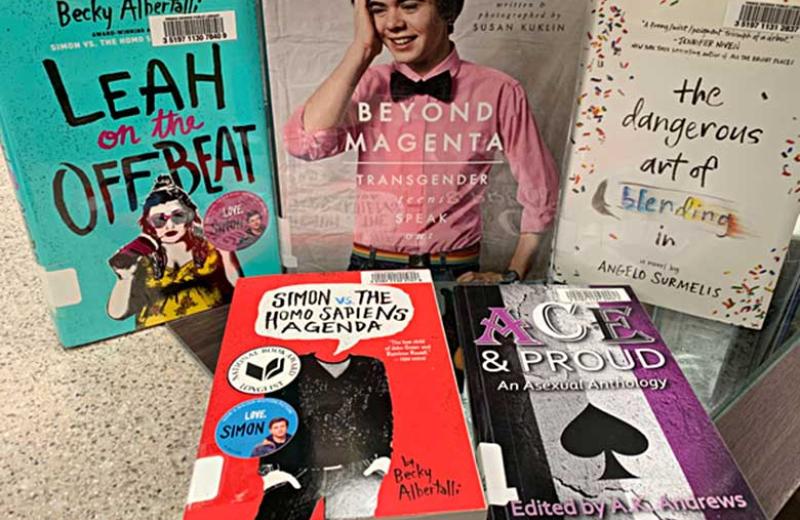 A selection of books with LGBTQ2 related themes.