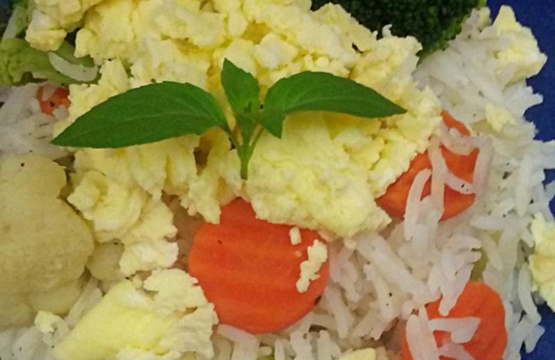 Plate of veggie fried rice. 