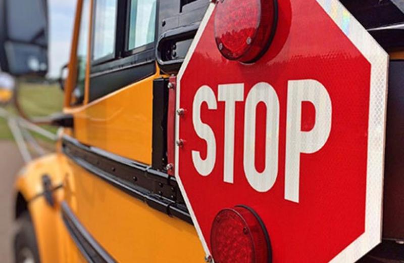 Stop sign on a school bus.